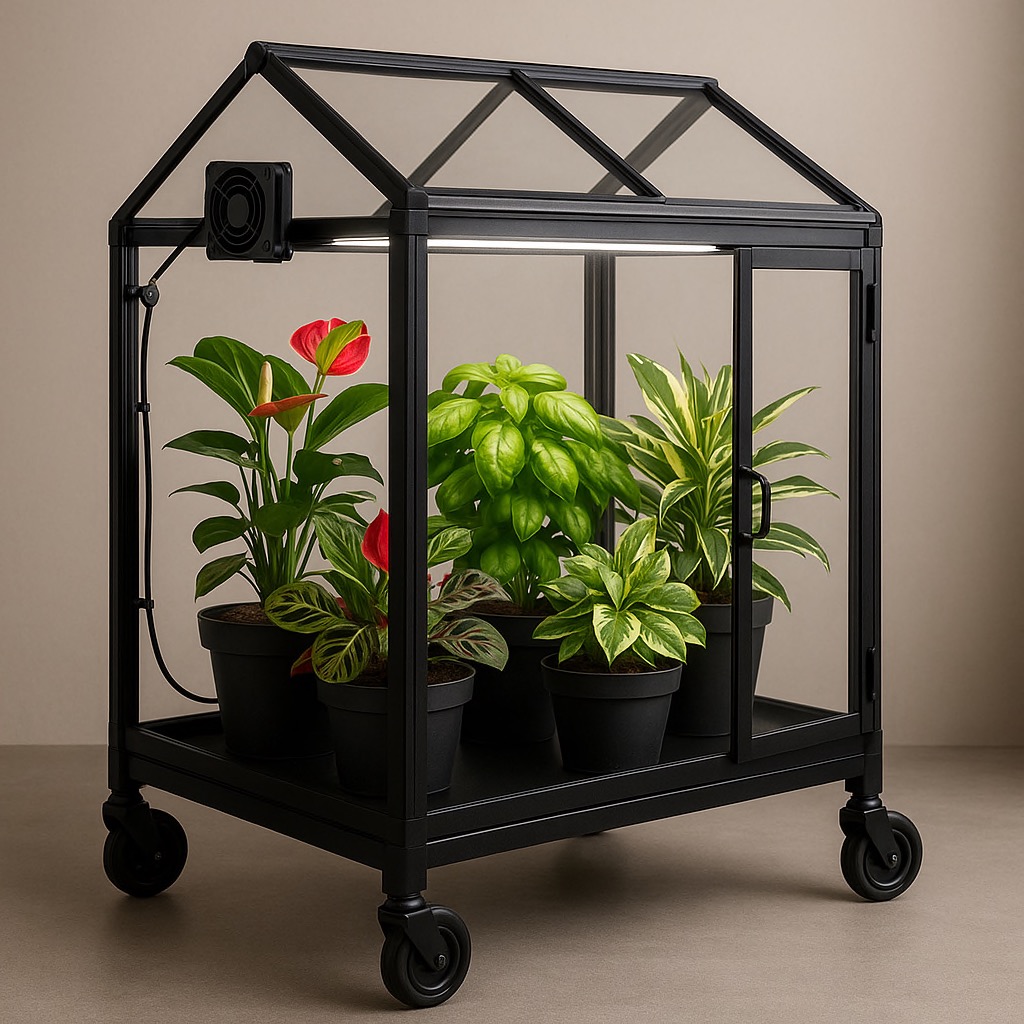 Představení automatizovaného chytrého skleníku s cílem vytvořit ideální podmínky pro růst rostlin.